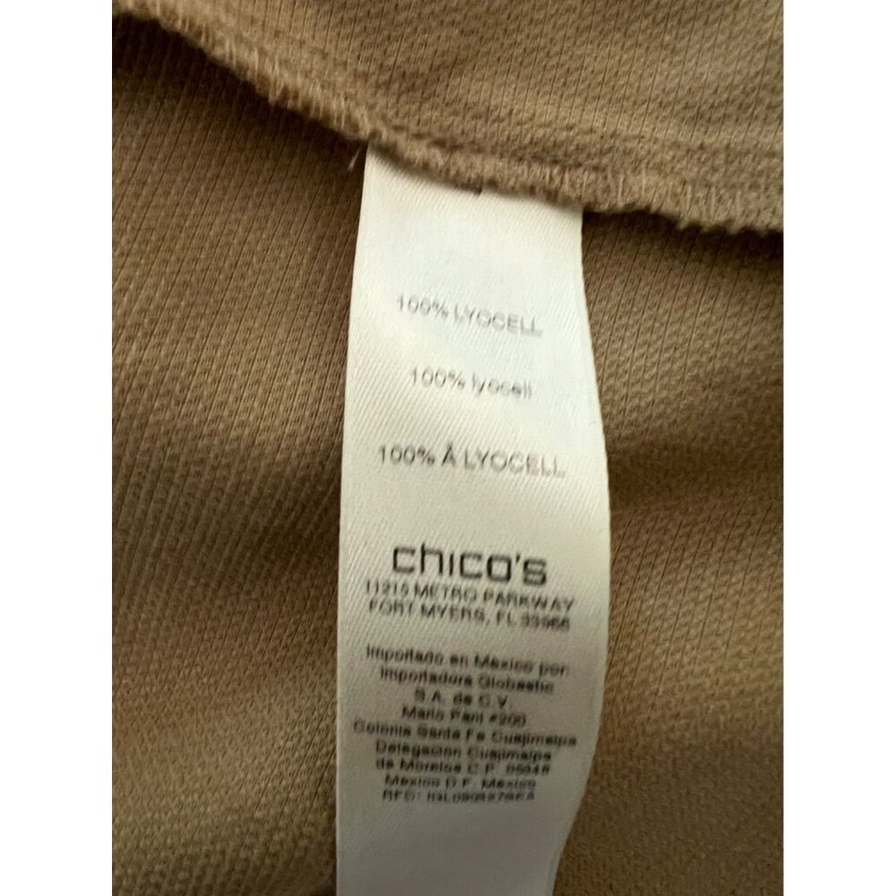 Chico's Jacket Blazer Open Collared Tan Brown Lyocell Neutral Business  2 Medium - Picture 7 of 10